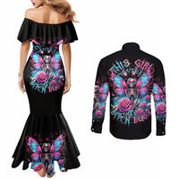 Fairy Skull Couples Matching Mermaid Dress and Long Sleeve Button Shirt This Girl Powered By Bitch Dust