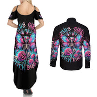 Fairy Skull Couples Matching Summer Maxi Dress and Long Sleeve Button Shirt This Girl Powered By Bitch Dust - Wonder Print Shop