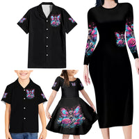 Fairy Skull Family Matching Long Sleeve Bodycon Dress and Hawaiian Shirt This Girl Powered By Bitch Dust - Wonder Print Shop