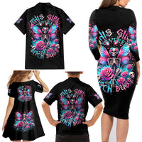 Fairy Skull Family Matching Long Sleeve Bodycon Dress and Hawaiian Shirt This Girl Powered By Bitch Dust - Wonder Print Shop