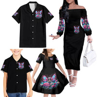 Fairy Skull Family Matching Off Shoulder Long Sleeve Dress and Hawaiian Shirt This Girl Powered By Bitch Dust - Wonder Print Shop