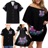 Fairy Skull Family Matching Off Shoulder Short Dress and Hawaiian Shirt This Girl Powered By Bitch Dust - Wonder Print Shop