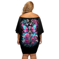 Fairy Skull Family Matching Off Shoulder Short Dress and Hawaiian Shirt This Girl Powered By Bitch Dust - Wonder Print Shop