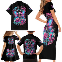 Fairy Skull Family Matching Short Sleeve Bodycon Dress and Hawaiian Shirt This Girl Powered By Bitch Dust - Wonder Print Shop