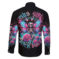 Fairy Skull Family Matching Short Sleeve Bodycon Dress and Hawaiian Shirt This Girl Powered By Bitch Dust - Wonder Print Shop