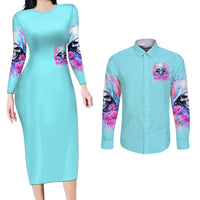 Witch Skull Couples Matching Long Sleeve Bodycon Dress and Long Sleeve Button Shirt Assuming Was Like Most Girls Was Your First Mistake - Wonder Print Shop