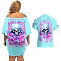 Witch Skull Couples Matching Off Shoulder Short Dress and Hawaiian Shirt Assuming Was Like Most Girls Was Your First Mistake - Wonder Print Shop