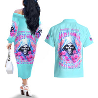 Witch Skull Couples Matching Off The Shoulder Long Sleeve Dress and Hawaiian Shirt Assuming Was Like Most Girls Was Your First Mistake - Wonder Print Shop