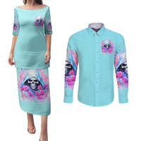 Witch Skull Couples Matching Puletasi and Long Sleeve Button Shirt Assuming Was Like Most Girls Was Your First Mistake - Wonder Print Shop