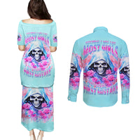 Witch Skull Couples Matching Puletasi and Long Sleeve Button Shirt Assuming Was Like Most Girls Was Your First Mistake - Wonder Print Shop