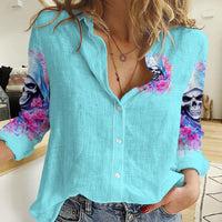 Witch Skull Women Casual Shirt Assuming Was Like Most Girls Was Your First Mistake - Wonder Print Shop