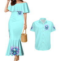 Flower Skull Couples Matching Mermaid Dress and Hawaiian Shirt I'm A Bitch With A Low Bullshiit Tolrange Don't Try Me - Wonder Print Shop