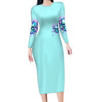 Flower Skull Family Matching Long Sleeve Bodycon Dress and Hawaiian Shirt I'm A Bitch With A Low Bullshiit Tolrange Don't Try Me - Wonder Print Shop