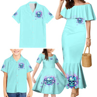 Flower Skull Family Matching Mermaid Dress and Hawaiian Shirt I'm A Bitch With A Low Bullshiit Tolrange Don't Try Me - Wonder Print Shop