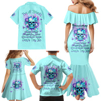 Flower Skull Family Matching Mermaid Dress and Hawaiian Shirt I'm A Bitch With A Low Bullshiit Tolrange Don't Try Me - Wonder Print Shop