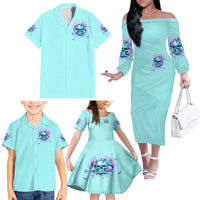 Flower Skull Family Matching Off Shoulder Long Sleeve Dress and Hawaiian Shirt I'm A Bitch With A Low Bullshiit Tolrange Don't Try Me - Wonder Print Shop
