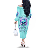 Flower Skull Family Matching Off Shoulder Long Sleeve Dress and Hawaiian Shirt I'm A Bitch With A Low Bullshiit Tolrange Don't Try Me - Wonder Print Shop