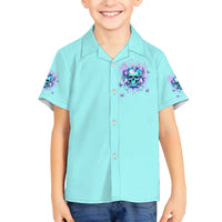 Flower Skull Family Matching Off Shoulder Long Sleeve Dress and Hawaiian Shirt I'm A Bitch With A Low Bullshiit Tolrange Don't Try Me - Wonder Print Shop