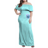 Flower Skull Family Matching Off Shoulder Maxi Dress and Hawaiian Shirt I'm A Bitch With A Low Bullshiit Tolrange Don't Try Me - Wonder Print Shop