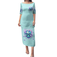 Flower Skull Family Matching Puletasi and Hawaiian Shirt I'm A Bitch With A Low Bullshiit Tolrange Don't Try Me - Wonder Print Shop