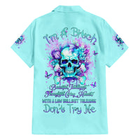 Flower Skull Hawaiian Shirt I'm A Bitch With A Low Bullshiit Tolrange Don't Try Me - Wonder Print Shop