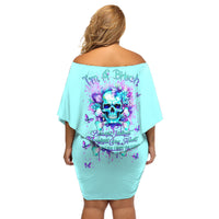 Flower Skull Off Shoulder Short Dress I'm A Bitch With A Low Bullshiit Tolrange Don't Try Me - Wonder Print Shop