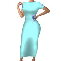 Flower Skull Short Sleeve Bodycon Dress I'm A Bitch With A Low Bullshiit Tolrange Don't Try Me - Wonder Print Shop