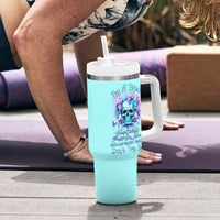 Flower Skull Tumbler With Handle I'm A Bitch With A Low Bullshiit Tolrange Don't Try Me - Wonder Print Shop