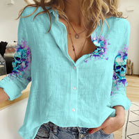 Flower Skull Women Casual Shirt I'm A Bitch With A Low Bullshiit Tolrange Don't Try Me - Wonder Print Shop