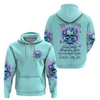 Flower Skull Zip Hoodie I'm A Bitch With A Low Bullshiit Tolrange Don't Try Me - Wonder Print Shop