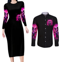 Witch Skull Couples Matching Long Sleeve Bodycon Dress and Long Sleeve Button Shirt Don't Try To Figure Me Out I'm A Special Kind Of Twisted - Wonder Print Shop