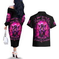 Witch Skull Couples Matching Off The Shoulder Long Sleeve Dress and Hawaiian Shirt Don't Try To Figure Me Out I'm A Special Kind Of Twisted - Wonder Print Shop