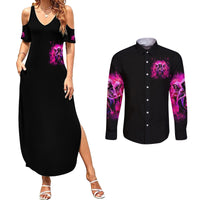 Witch Skull Couples Matching Summer Maxi Dress and Long Sleeve Button Shirt Don't Try To Figure Me Out I'm A Special Kind Of Twisted - Wonder Print Shop
