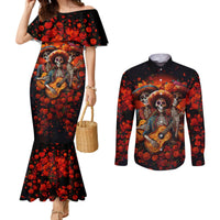 day-of-dead-skull-couples-matching-mermaid-dress-and-long-sleeve-button-shirt-sugar-skull-band-skeleton
