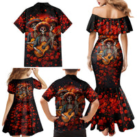 Day of Dead Skull Family Matching Mermaid Dress and Hawaiian Shirt Sugar Skull Band Skeleton - Wonder Print Shop