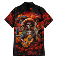 Day of Dead Skull Family Matching Off Shoulder Maxi Dress and Hawaiian Shirt Sugar Skull Band Skeleton - Wonder Print Shop