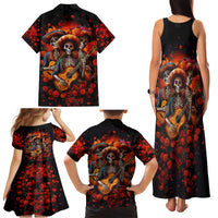 Day of Dead Skull Family Matching Tank Maxi Dress and Hawaiian Shirt Sugar Skull Band Skeleton - Wonder Print Shop