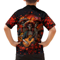 Day of Dead Skull Kid Hawaiian Shirt Sugar Skull Band Skeleton - Wonder Print Shop