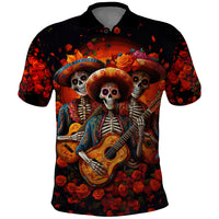 Day of Dead Skull Polo Shirt Sugar Skull Band Skeleton - Wonder Print Shop