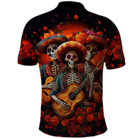 Day of Dead Skull Polo Shirt Sugar Skull Band Skeleton - Wonder Print Shop