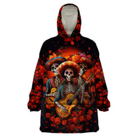 Day of Dead Skull Wearable Blanket Hoodie Sugar Skull Band Skeleton - Wonder Print Shop