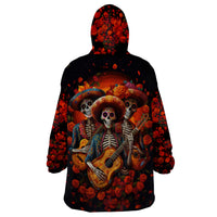 Day of Dead Skull Wearable Blanket Hoodie Sugar Skull Band Skeleton - Wonder Print Shop