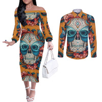 day-of-dead-skull-couples-matching-off-the-shoulder-long-sleeve-dress-and-long-sleeve-button-shirt-sugar-skull-butterfly