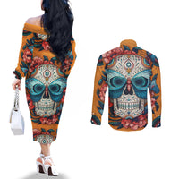 day-of-dead-skull-couples-matching-off-the-shoulder-long-sleeve-dress-and-long-sleeve-button-shirt-sugar-skull-butterfly