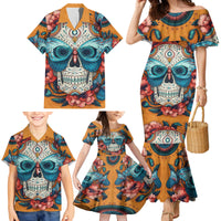 Day of Dead Skull Family Matching Mermaid Dress and Hawaiian Shirt Sugar Skull Butterfly - Wonder Print Shop