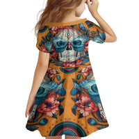 Day of Dead Skull Family Matching Off Shoulder Maxi Dress and Hawaiian Shirt Sugar Skull Butterfly - Wonder Print Shop