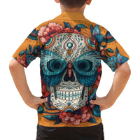 Day of Dead Skull Family Matching Summer Maxi Dress and Hawaiian Shirt Sugar Skull Butterfly - Wonder Print Shop