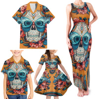 Day of Dead Skull Family Matching Tank Maxi Dress and Hawaiian Shirt Sugar Skull Butterfly - Wonder Print Shop