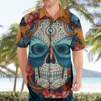 Day of Dead Skull Hawaiian Shirt Sugar Skull Butterfly - Wonder Print Shop