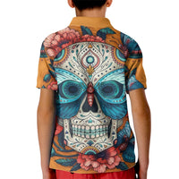 Day of Dead Skull Kid Polo Shirt Sugar Skull Butterfly - Wonder Print Shop